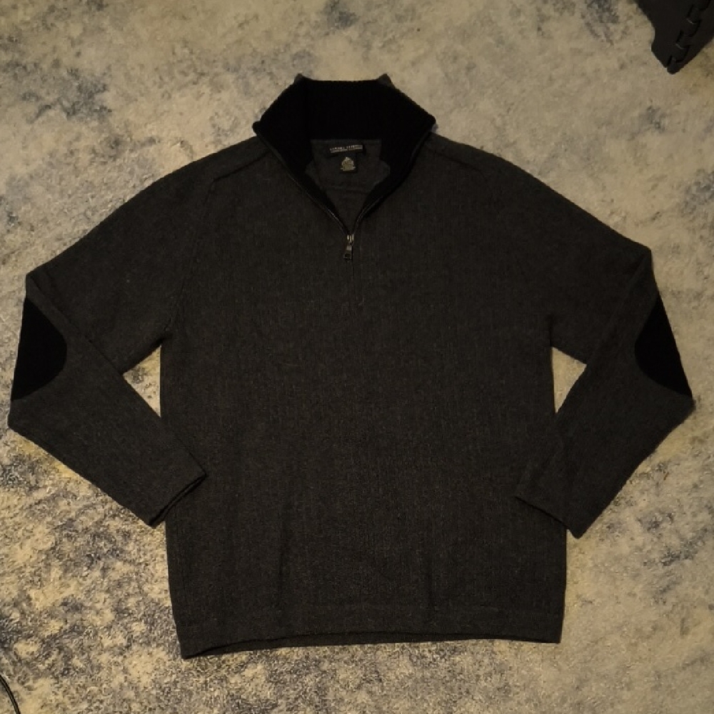 Banana Republic Men's Dark Gray Lambswool Cashmere Zip-Up Sweater